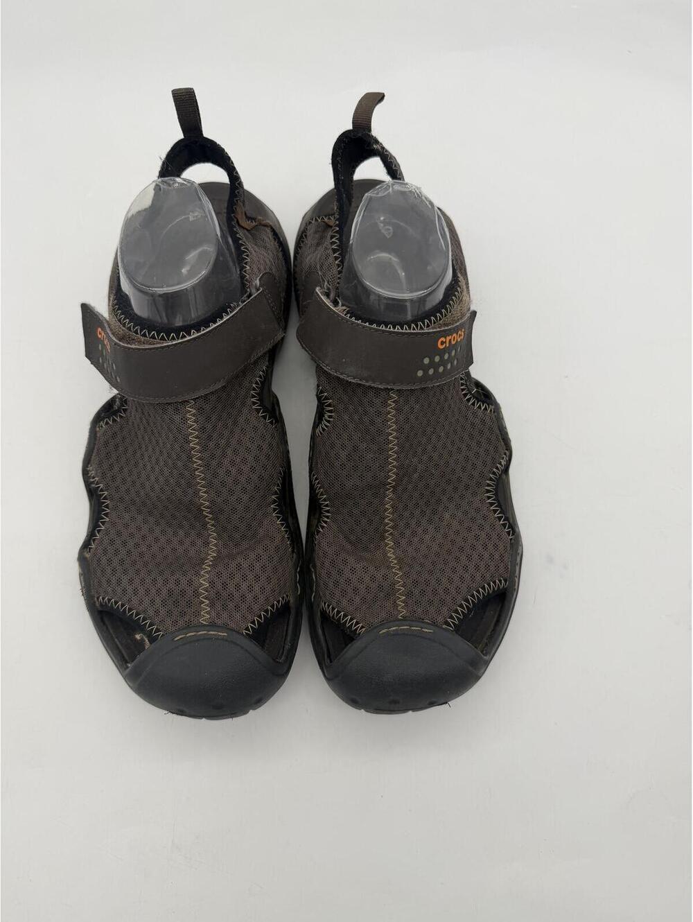 Crocs Mens 15041 Espresso Brown Swiftwater Mesh Boat Water Shoes Size 13